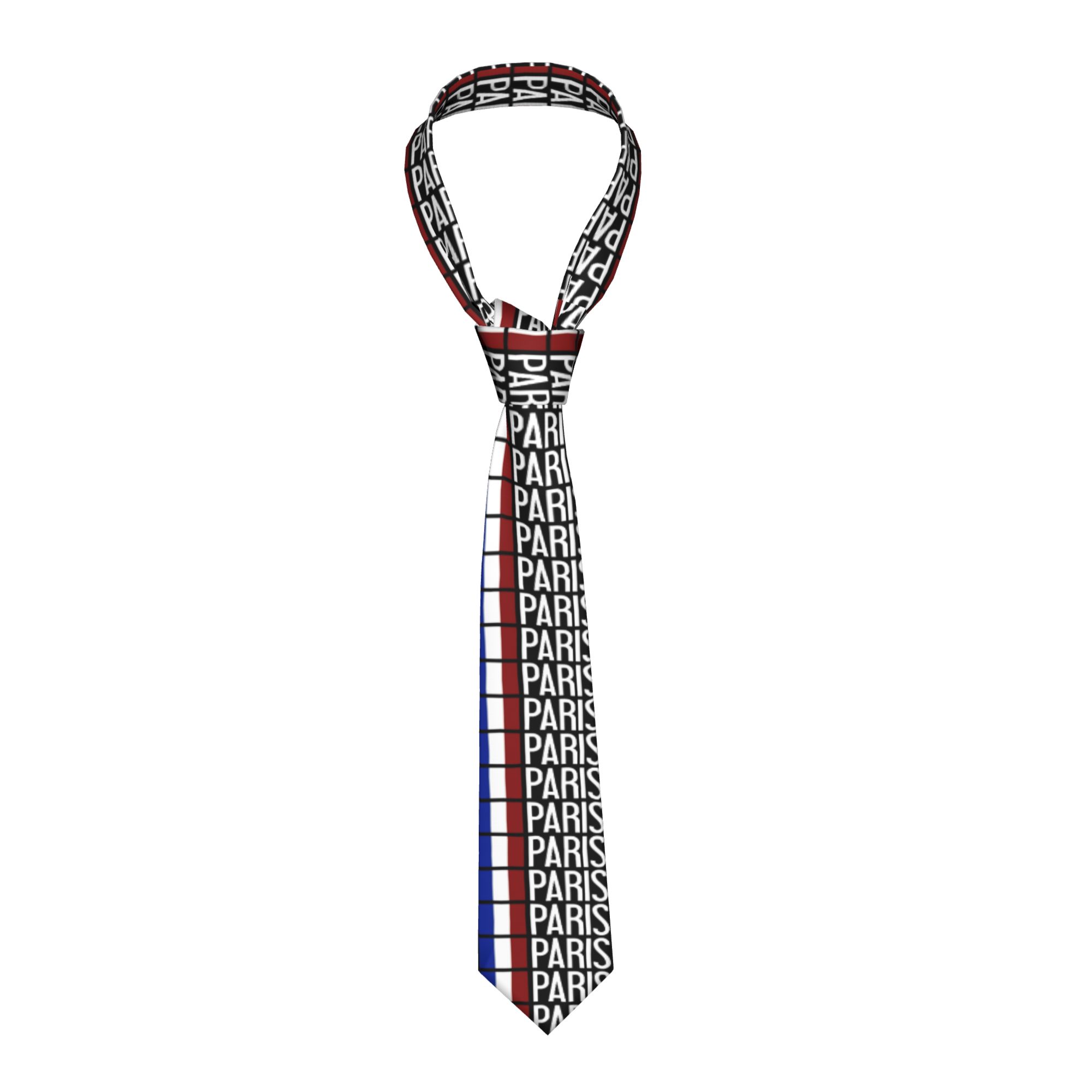 Men'S Accessories Paris - Gravata Masculina Clássica Elegante com Bandeira