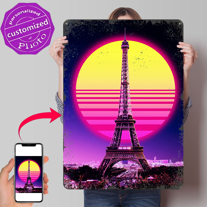 Men'S Accessories Paris - Placa de Metal Texturizada 3D Retrô