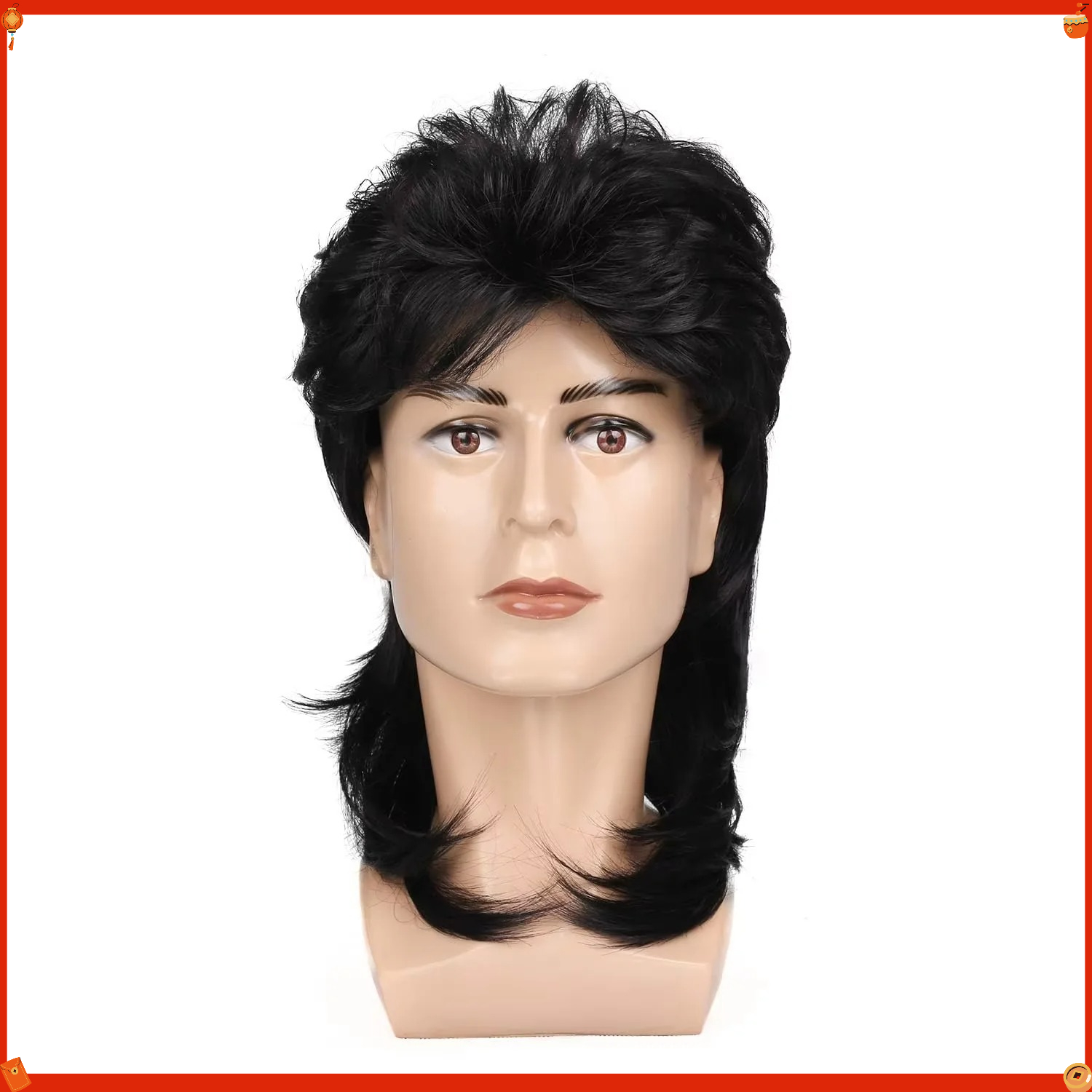 Peruca Sintética Estilo Mullet - Men'S Accessories In The 80S avaliação e preço