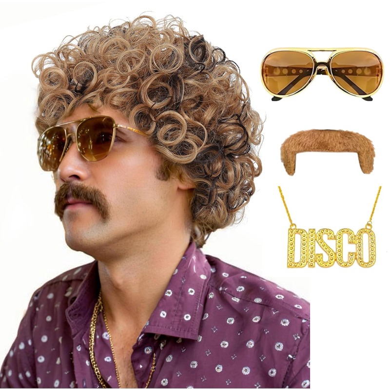 Conjunto de Peruca de Fantasia - Men'S Accessories In The 80S avaliação e preço