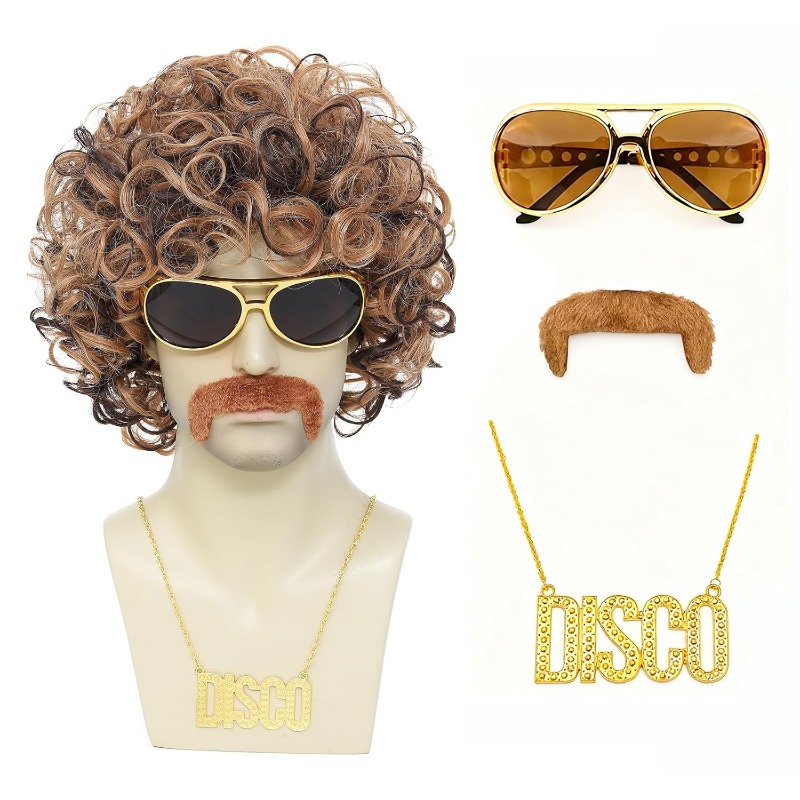 Conjunto de Peruca de Fantasia - Men'S Accessories In The 80S avaliação e preço