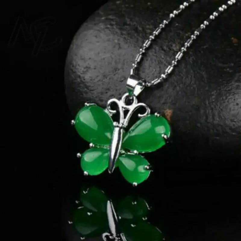 S925 prata verde jade borbolet - Men Accessories Silver avaliação e preço
