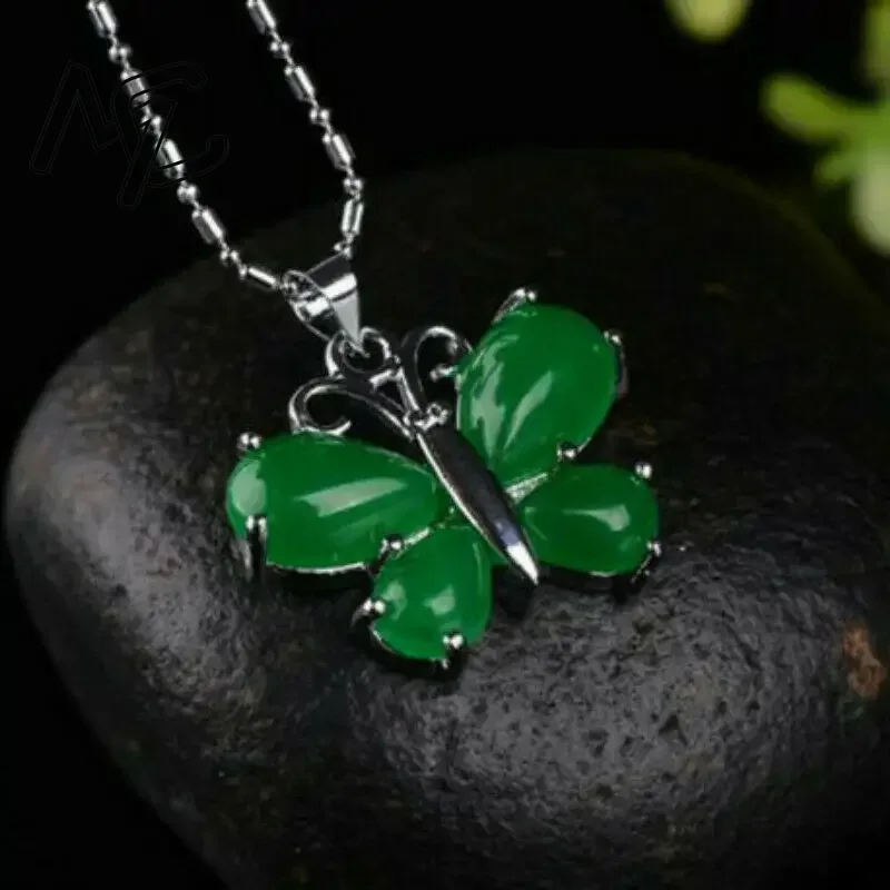 S925 prata verde jade borbolet - Men Accessories Silver avaliação e preço