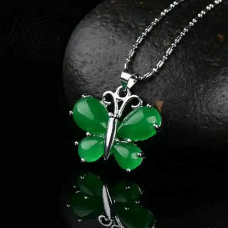 S925 prata verde jade borbolet - Men Accessories Silver avaliação e preço