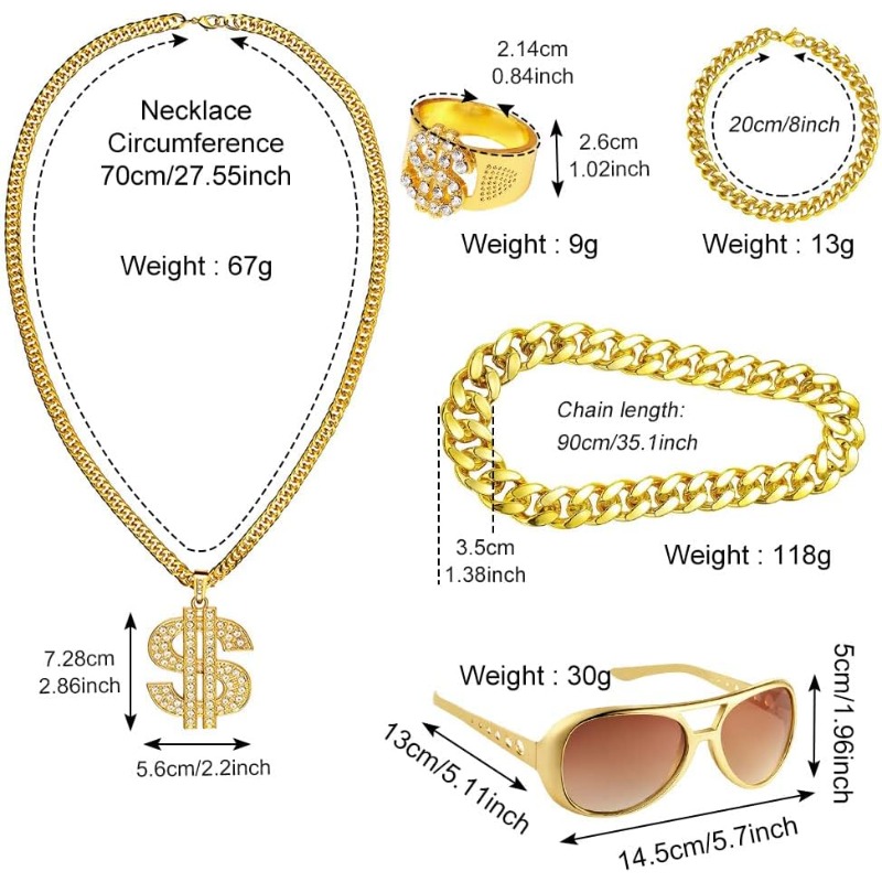 Kit de fantasia hip hop com 5  - Men'S Accessories In The 80S avaliação e preço