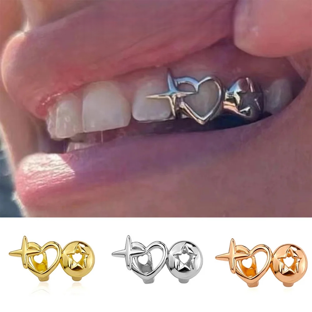 Punk hip hop oco coração dente - Men Accessories Silver avaliação e preço