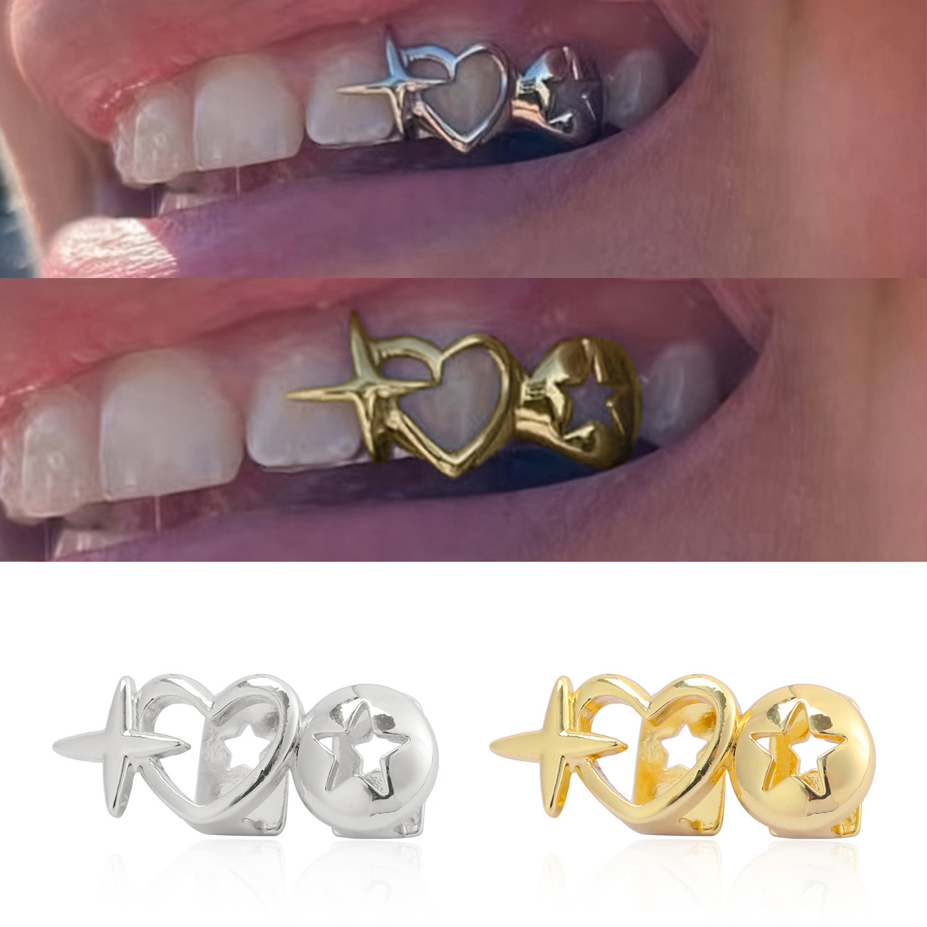 Punk hip hop oco coração dente - Men Accessories Silver avaliação e preço