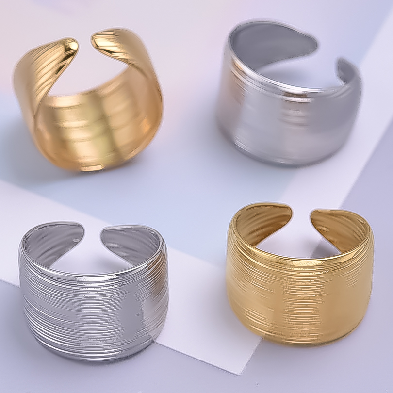 Anel largo aberto de aço inoxi - Men Accessories Drawing avaliação e preço